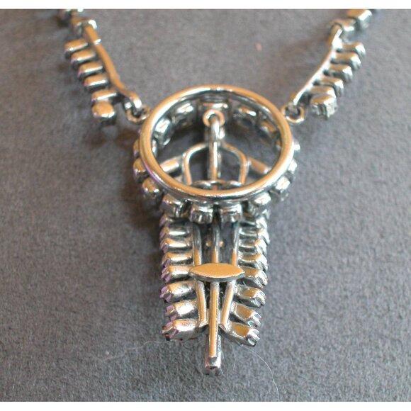 Vintage Art Deco Rhinestone Necklace With Aurora Borealis & Amethyst Stones - Picture 3 of 4